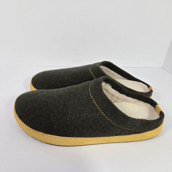 Olukai Hamani Hulu Mule Slippers Green Slip On Shoes Wool Warm Mens 10 Sheep Fur